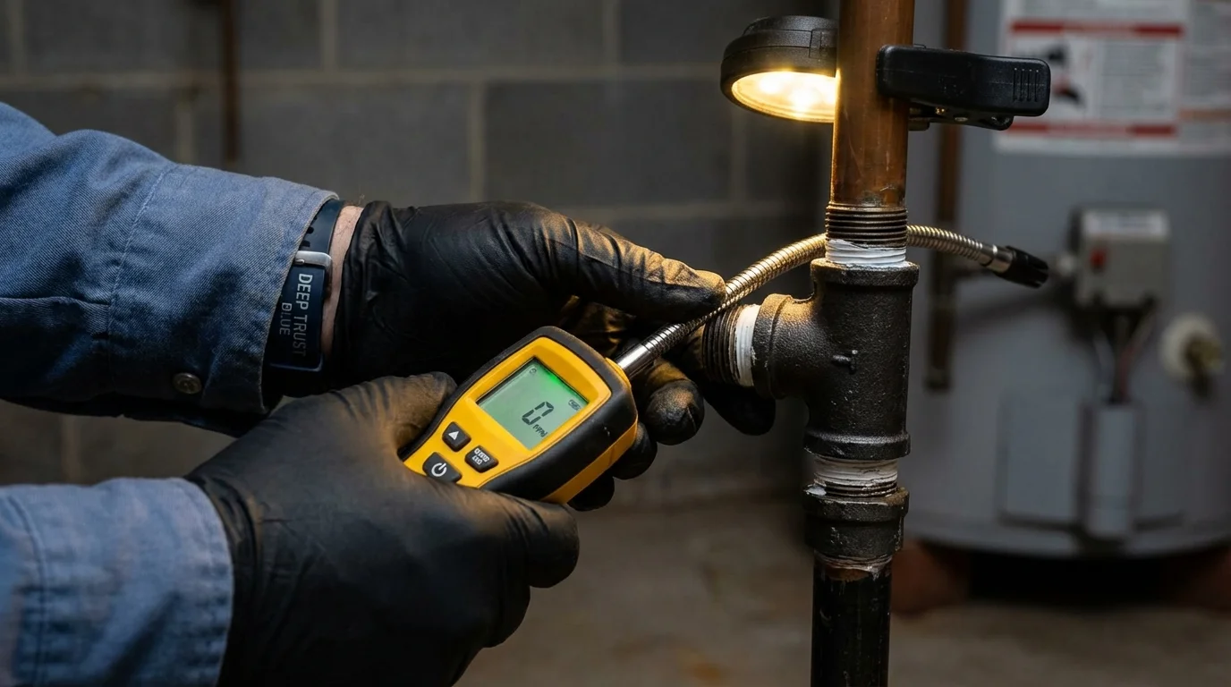 Gas leak detection with electronic sniffer by Johns Plumbing LLC in Las Marias