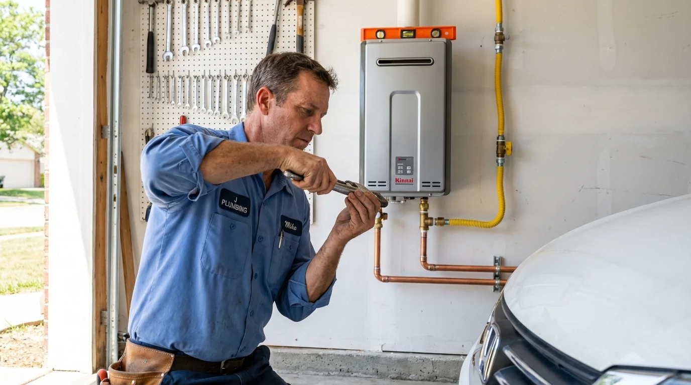 Tankless water heater installation by a Johns Plumbing LLC plumber in Las Marias